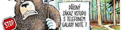 Dave Granlund vtipy č.4061 - Galaxy Note 7 vybuchuje