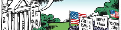 Tom Toles vtipy č.9035 - Přístup Trumpa během demonstrací