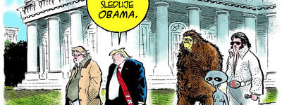 Jack Ohman vtipy č.5105 - Trump viní Obamu z odposlouchávání