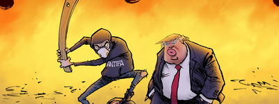 Nate Beeler vtipy č.8969 - Přístup Trumpa během demonstrací