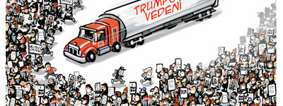 Steve Sack vtipy č.9147 - Přístup Trumpa během demonstrací