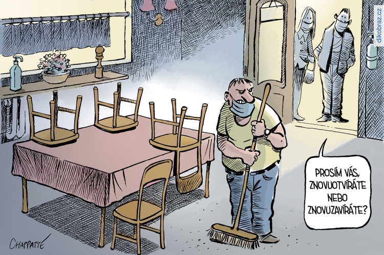 Chappatte vtipy č.26638 - Karanténa / lockdown v boji s Koronavirem