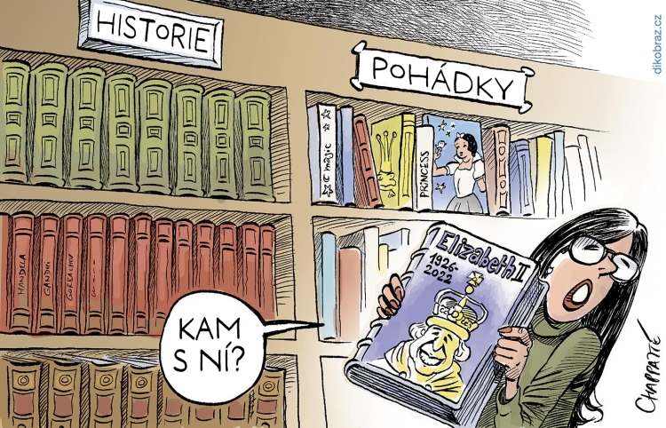 Chappatte vtipy č.50712 - Smrt Královny Alžběty II.