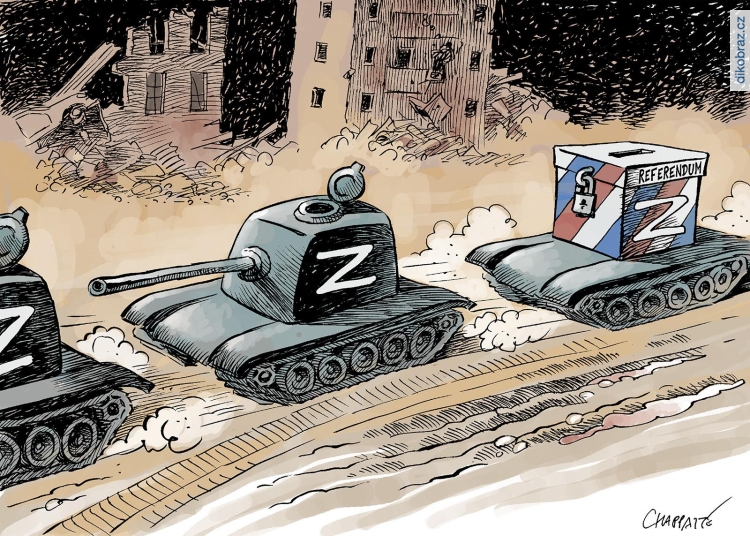 Chappatte vtipy č.55023 - Ruská invaze na Ukrajinu