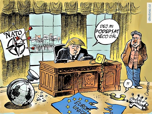 Chappatte č. - Zákaz muslimů do USA
