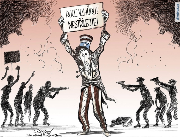 Chappatte vtipy č.3749 - Střelba v USA