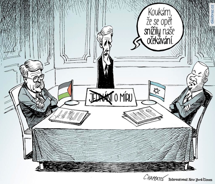 Chappatte vtipy č.4727 - Mírová jednání mezi Izraelem a Pelestinou