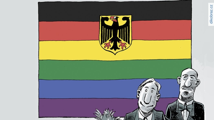 Chappatte vtipy č. - Německo akceptovalo gay svatby
