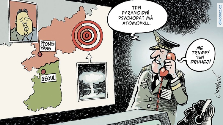 Chappatte vtipy č. - Vypuštění mezikontinentální rakety Severní Koreou