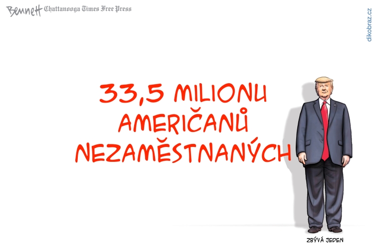Clay Bennett vtipy č.8670 - Přístup Trumpa během koronaviru