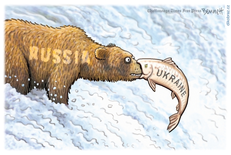 Clay Bennett vtipy č.43718 - Rusko napadlo Ukrajinu