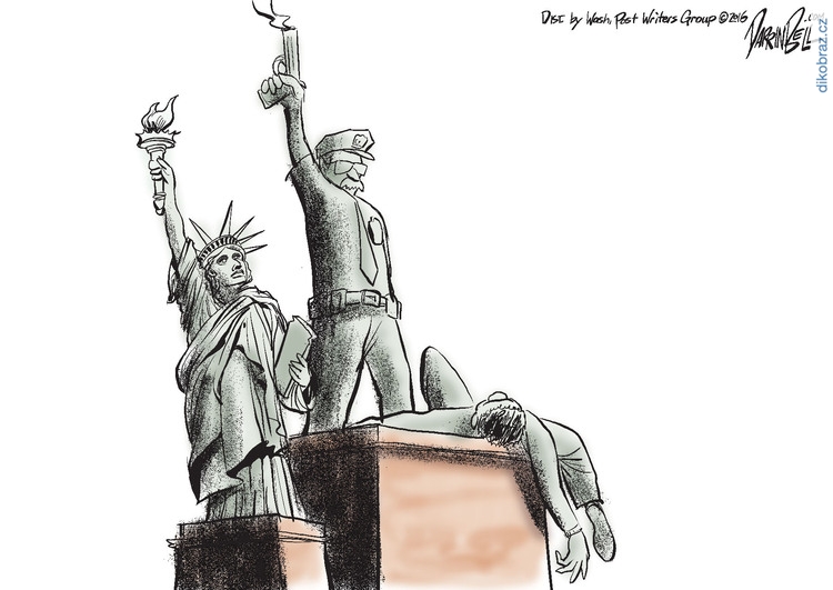 Darrin Bell vtipy č.3687 - Střelba v USA