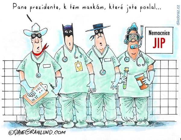 Dave Granlund vtipy č.8097 - Nedosatek roušek a respirátorů