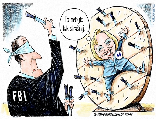 Dave Granlund vtipy č.3647 - Hillary Clintonová vs FBI