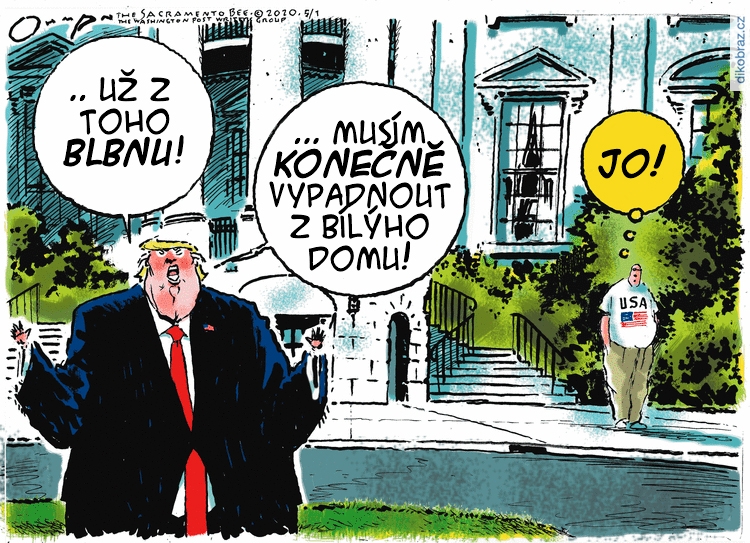 Jack Ohman vtipy č.8601 - Přístup Trumpa během koronaviru