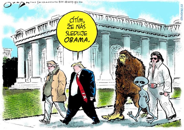 Jack Ohman vtipy č.5105 - Trump viní Obamu z odposlouchávání