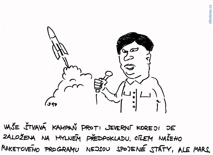 Jan Felger vtipy č.5678 - Vypuštění mezikontinentální rakety Severní Koreou