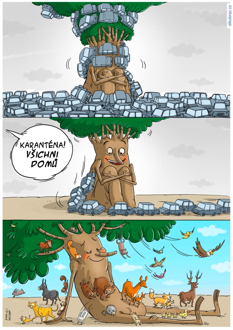 Mahnaz Yazdani vtipy č.8648 - Koronavirus a dopad na životní prostředí