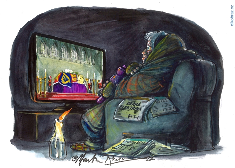 Martin Rowson vtipy č.50507 - Smrt Královny Alžběty II.