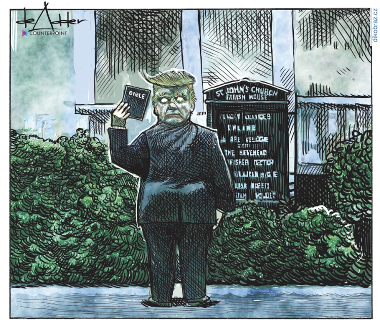 Michael De Adder vtipy č.8965 - Přístup Trumpa během demonstrací