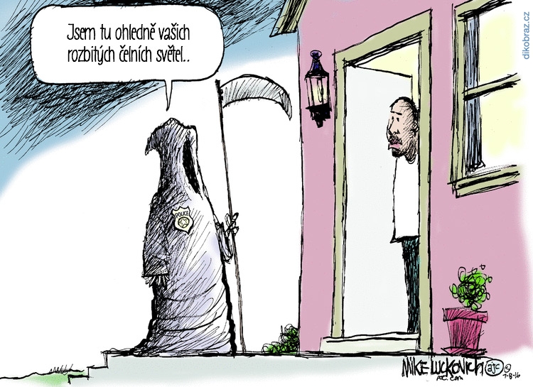 Mike Luckovich vtipy č.3675 - Střelba v USA