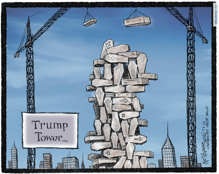 Nick Anderson vtipy č.9480 - Přístup Trumpa během koronaviru