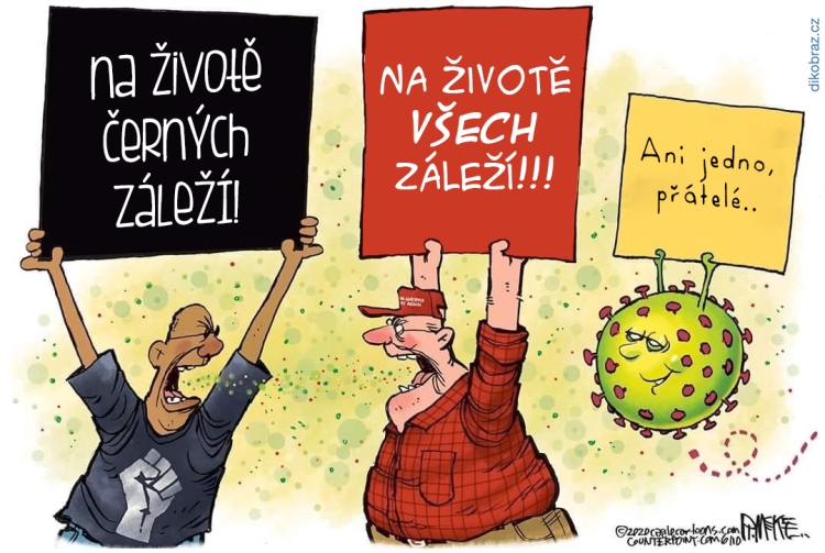 Rick McKee vtipy č.9053 - Demonstrace proti policejnímu násilí a rasismu