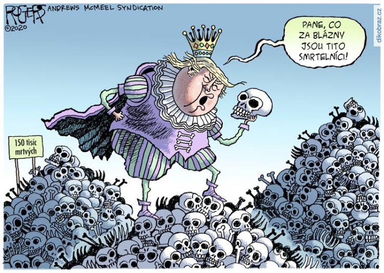 Rob Rogers vtipy č.9884 - Přístup Trumpa během koronaviru