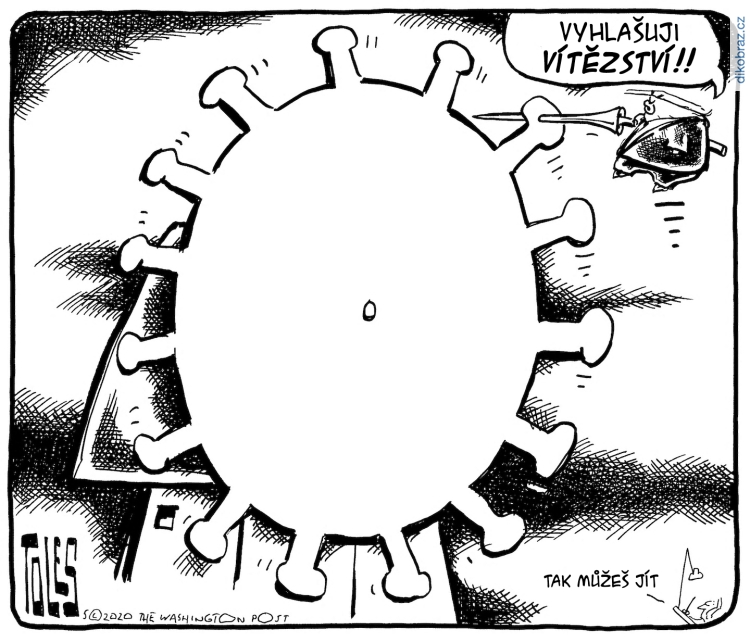 Tom Toles vtipy č.8680 - Přístup Trumpa během koronaviru