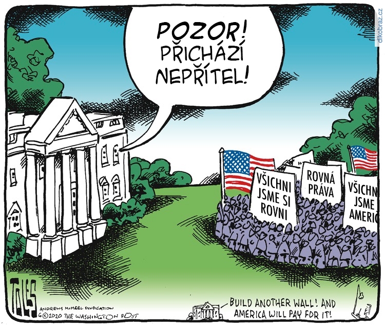 Tom Toles vtipy č.9035 - Přístup Trumpa během demonstrací