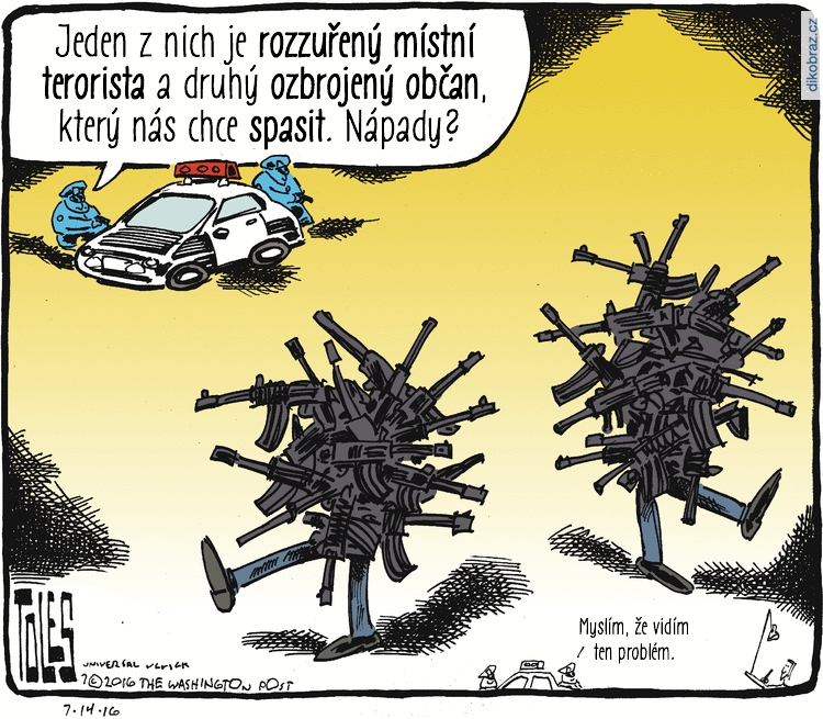 Tom Toles vtipy č.3742 - Střelba v USA
