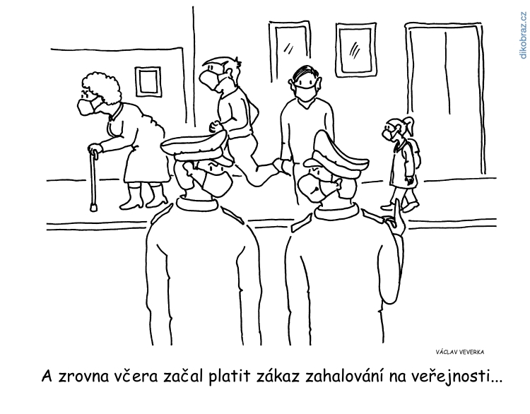 Václav Veverka vtipy č.7931 - Povinné nošení roušek