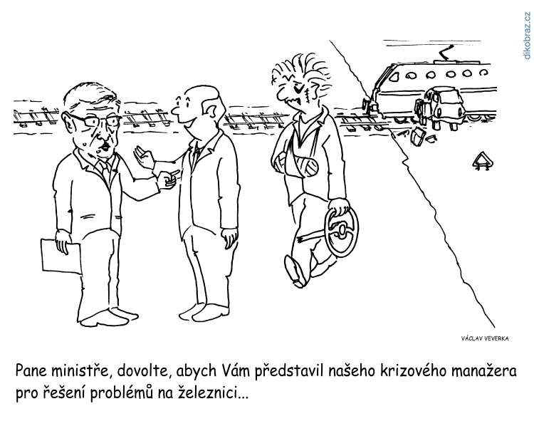 Václav Veverka vtipy č.9814 - Krize Českých Drah