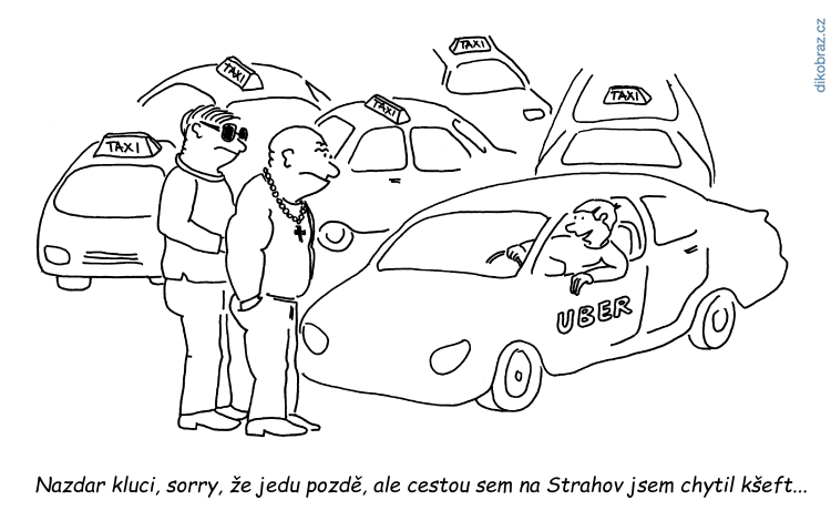 Václav Veverka vtipy č.6013 - Protestní akce taxikářů proti Uberu