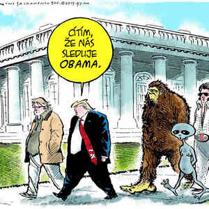 Jack Ohman vtipy č.5105 - Trump viní Obamu z odposlouchávání
